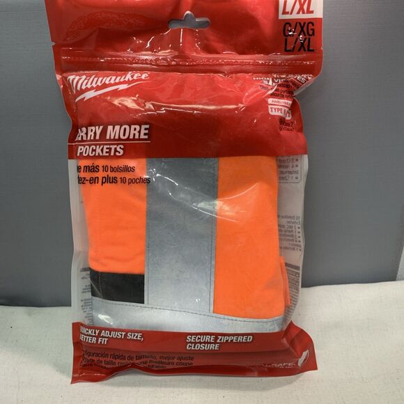 New Milwaukee Carry More 10 Pockets L/XL Type R Class 2 Orange Safety Vest - Picture 1 of 4